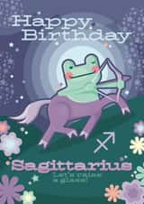Cute Birthday Card - Star Sign - Sagittarius - Frog created by Ellie MH Designs
