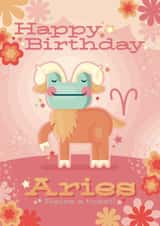 Cute Birthday Card - Star Sign - Aries - Frog created by Ellie MH Designs