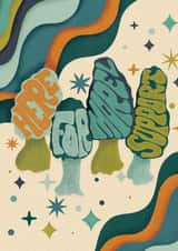 Retro Thinking of You Card - Morel Support Mushroom Theme - Friendship created by Meghann Holcomb