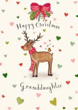 Classic Christmas Card - For Granddaughter - Reindeer created by Love Lucy Illustration
