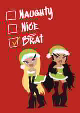 Funny Christmas Card - Charli XCX - Brat - Bratz - Naughty Or Nice created by emily.reevedesigns