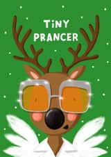 Funny Christmas Card - Tiny Prancer - Tiny Dancer - Pun created by Nicola Watson