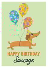 Happy Birthday Sausage, Floral, Dog birthday card, sausage dog, dachshund created by Rebecca Grantham