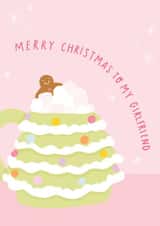 Cute Christmas Card - For Girlfriend - Hot Chocolate - Gingerbread created by Lydia Southgate