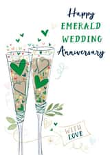 Classic 55th Anniversary Card - Emerald Anniversary - Drinks created by Katie Phythian Design