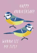 Funny Anniversary Card - Blue Tits created by Sweetlove Press