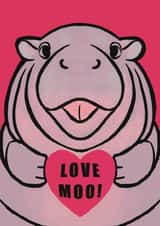 Cute Anniversary Card for Wife, Girlfriend, Friend - Moo Deng - Hippo - Love You created by Chindian Artist