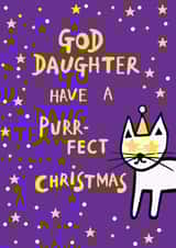 Cute Christmas Card - For God-Daughter - Cat created by Earlybird