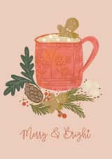 Cute Christmas Card - Hot Chocolate - Gingerbread Biscuits created by Nikita Jariwala