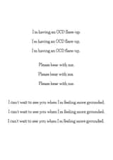 Mental Health Card - OCD - Typography created by Mind Over Letter