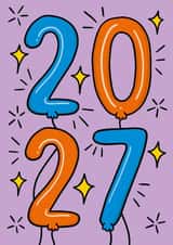 Cute New Year Card - 2027 - Balloons NYE created by TeePee Creations