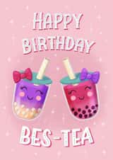 Cute Birthday Card - Boba - Bubble Tea - Bestie created by Silky Rose Design