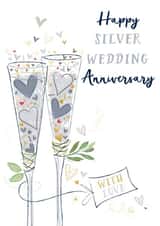 Classic Anniversary Card - Silver Wedding - Glasses created by Katie Phythian Design