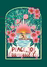 Cute Christmas Card - Sleeping Sloth - Peace, Joy, Tranquility created by Eve Howe Designs