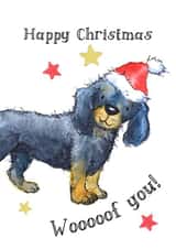 Cute Christmas Card - Dachshund Dog - Woof created by Kate Garrett