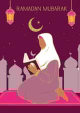Pretty Ramadan Card - Ramadan Mubarak - Praying Woman created by Anoela Cards