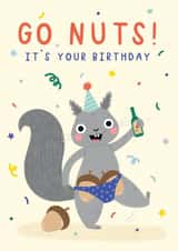 Funny Birthday Card - Rude Squirrel - Go Nuts created by Jess Moorhouse