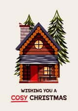 Cute Christmas Card - Cosy Cabin - Illustration created by Folio | Ian Owen