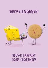 Cute Engagement Card - Cheese and Cracker Pun - You're Cracking Good Together! created by Easel & Bear