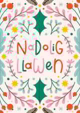 Pretty Christmas Card - Nadolig Llawen - Welsh - Festive Florals created by Joanne Hawker