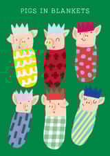 Cute Christmas Card - Pigs In Blankets - Wrapping Paper created by Holly Fox