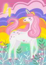 Cute 4th Birthday Card - Unicorn - For Her created by Toni Emmery - LillieBee Designs