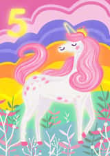 Cute 5th Birthday Card - Unicorn - For Her created by Toni Emmery - LillieBee Designs