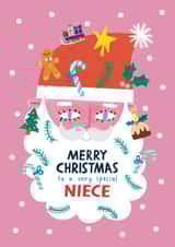 Cute Christmas Card - For Niece - Santa Claus Beard created by Alice Mole Illustration