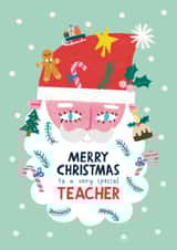 Cute Christmas Card - For Teacher - Santa Claus Beard created by Alice Mole Illustration