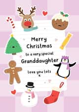 Cute Christmas Card - For Granddaughter - Sticker Illustrations created by Macie Dot Doodles