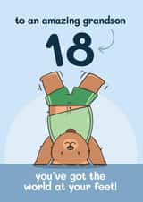 Cute 18th Birthday Card - For Grandson - Bear created by Bev O'Connor || @oconnordesign