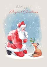 Cute Christmas Card - Santa & Fox - Magical Christmas created by Paper Shed Design