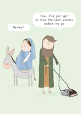 Funny Christmas Card - Mow The Lawn - Joseph and Mary created by Rosie Made A Thing