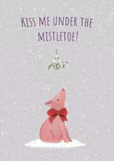 Cute Christmas Card - Pig - Mistletoe created by JodieArt