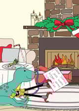 Funny Christmas Card - Bigger T-Rex Arms - Christmas Morning Dinosaur created by Dinosaurs Doing Stuff