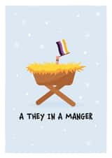 Funny Christmas Card - They In A Manger - Non-Binary - LGBTQ+ created by DesignShedCymru
