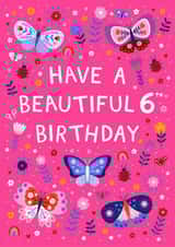 Cute 6th Birthday - Butterflies And Ladybirds - For Her created by Pear Tree Press