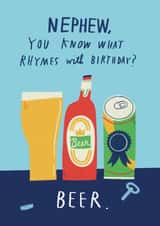 Funny Birthday Card - For Nephew - Beer created by Alice Mole Illustration