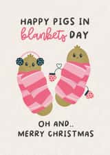 Cute Christmas Card - Pigs In Blankets created by Fierce and Fred