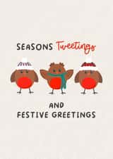 Cute Christmas Card - Red Robins - Seasons Tweetings created by Fierce and Fred