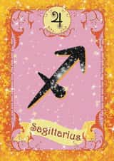 Pretty zodiac birthday card - Sagittarius astrology star sign November December created by Violet Spicer