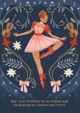 Classic Christmas Card - The Nutcracker - Ballerina And Violins created by Tawn Moore