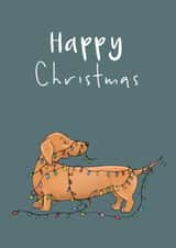 Cute Christmas Card - Dachshund - Christmas Lights created by Lucy Driver