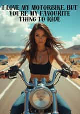 Cheeky Personalised Face Swap Card for Him – Motorbike Riding Pun created by thortful