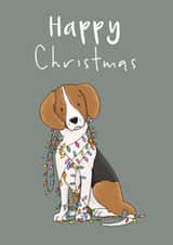 Cute Christmas Card - Beagle - Lights created by Lucy Driver