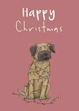 Cute Christmas Card - Border Terrier - Lights created by Lucy Driver