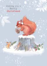 Cute Christmas Card - Merry Christmas - Squirrel And Mouse created by Paper Shed Design