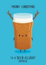 Cute Christmas Card - For Nephew - Pint Of Reindeer Beer created by Sophie Kent Illustration