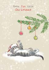 Cute Christmas Card - Have Fun This Christmas - Tabby Cat created by Paper Shed Design