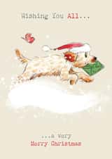 Cute Christmas Card - From Our House To Yours - Running Dog created by Paper Shed Design